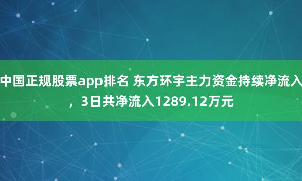 中国正规股票app排名 东方环宇主力资金持续净流入，3日共净流入1289.12万元